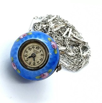  blue enamel pendent watch.